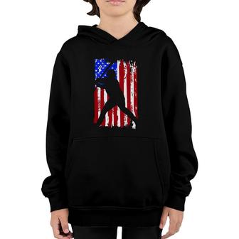 Vintage American Flag Baseball Youth Hoodie | Mazezy