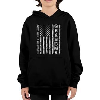 Vintage American Flag Grandma Woman Myth Legend Mommy Mother Youth Hoodie | Mazezy