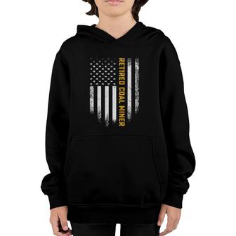 Vintage American Flag Proud Retired Coal Miner Retirement Youth Hoodie | Mazezy