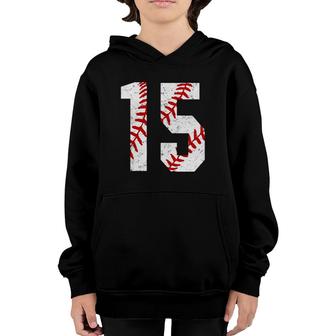 Vintage Baseball Mom 15 Jersey Baseball Favorite Player Youth Hoodie | Mazezy