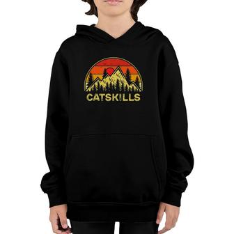 Vintage Catskills New York Mountains Nature Hiking Souvenir Youth Hoodie | Mazezy