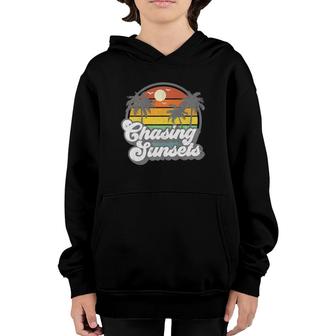 Vintage Chasing Sunsets Beach Summer Retro Sunset 70'S Gift Premium Youth Hoodie | Mazezy