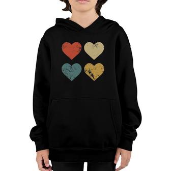 Vintage Hearts Cool Retro Valentines Day Gift For Women Men Youth Hoodie | Mazezy