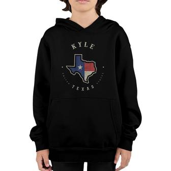 Vintage Kyle Texas State Flag Map Souvenir Gift Youth Hoodie | Mazezy