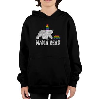 Vintage Mama Bear Pride Mother Teens Mom Lesbian Gay Lgbtq Youth Hoodie | Mazezy