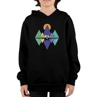 Vintage Mountains Elk Hunting Hiking Camping Climbing Gift Youth Hoodie | Mazezy UK
