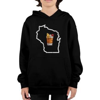 Vintage Old Fashioned Wisconsin Whiskey Apparel Youth Hoodie | Mazezy