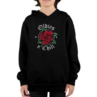 Vintage Oldies N' Chill Oldies Red Roses Oldies And Chill Youth Hoodie | Mazezy