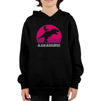 Vintage Retro 1 Kid Mamasaurus Sunset Funny Gift For Mother Youth Hoodie | Mazezy