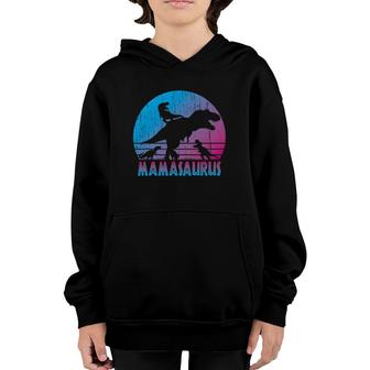 Vintage Retro 3 Kids Mamasaurus Sunset Funny Gift For Mother Youth Hoodie | Mazezy UK