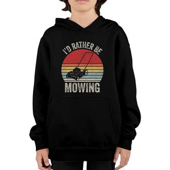 Vintage Retro I'd Rather Be Mowing Funny Mower Gift Youth Hoodie | Mazezy