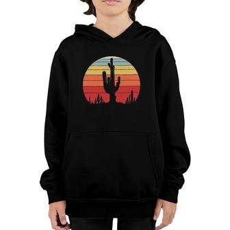 Vintage Retro Saguaro Cactus Sunset Opuntia Cactaceae Youth Hoodie | Mazezy