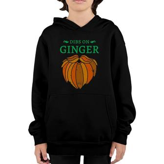 Vintage St Patrick's Day Dibs On The Ginger Red Beard Irish Youth Hoodie | Mazezy
