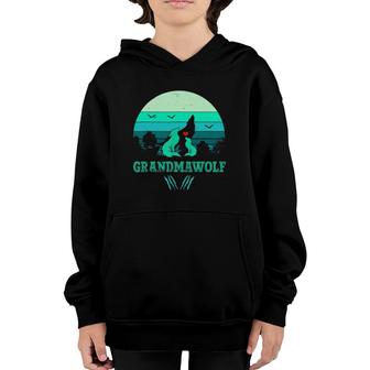 Vintage Sunset Grandmawolf - Wolf Lover Grandma Mother's Day Youth Hoodie | Mazezy