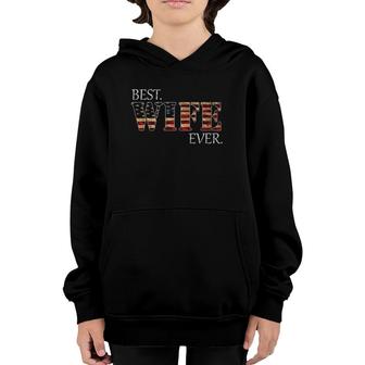 Vintage Usa Best Wife Ever American Flag Mother's Day Gift Youth Hoodie | Mazezy