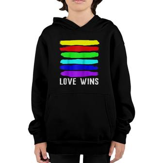 Watercolor Love Wins Rainbow Paint Flag Gifts Raglan Baseball Tee Youth Hoodie | Mazezy