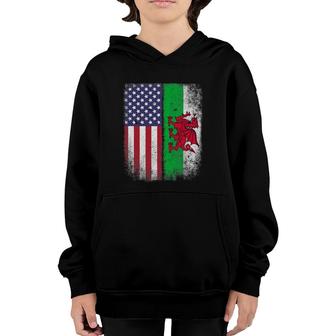 Welsh American Flag Wales Usa Pride America Gift Youth Hoodie | Mazezy