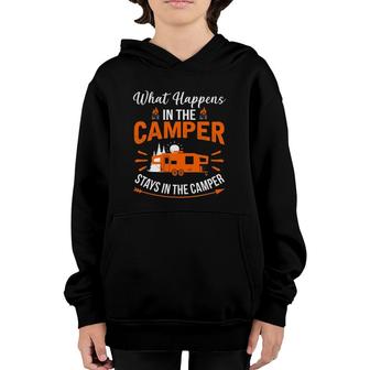 What Happens In The Camper Stays In The Camper Camp Youth Hoodie | Mazezy