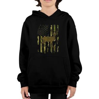 Whitetail Deer Hunting Buck American Camouflage Usa Flag Youth Hoodie | Mazezy