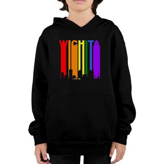 Wichita Kansas Downtown Rainbow Skyline Lgbt Gay Pride Youth Hoodie | Mazezy