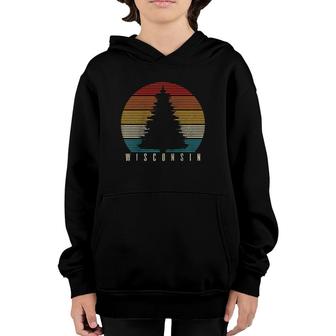 Wisconsin Vintage Tree The Badger State Gift Raglan Baseball Tee Youth Hoodie | Mazezy