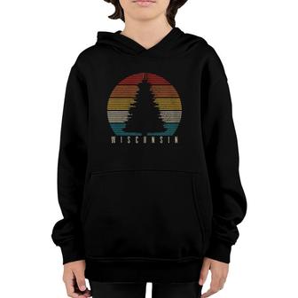 Wisconsin Vintage Tree The Badger State Gift Zip Youth Hoodie | Mazezy