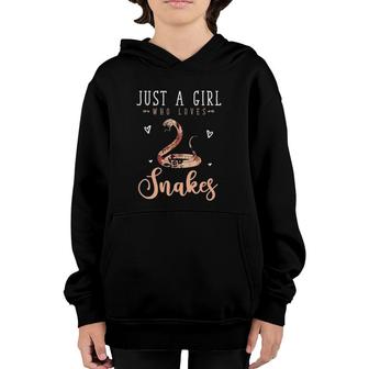 Women Girls Reptile Pet Mom Just A Girl Who Loves Snakes Youth Hoodie | Mazezy