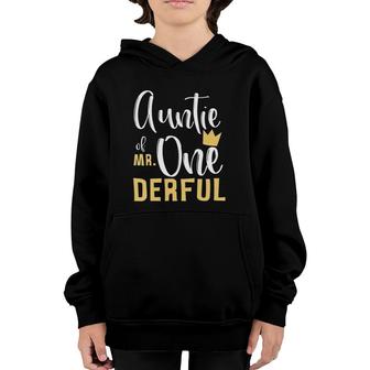 Womens Auntie Of Mr Onederful 1St Birthday First One-Derful Theme Youth Hoodie | Mazezy
