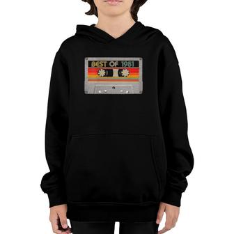 Womens Best Of 1981 40Th Birthday Gifts Cassette Tape Vintage V-Neck Youth Hoodie | Mazezy
