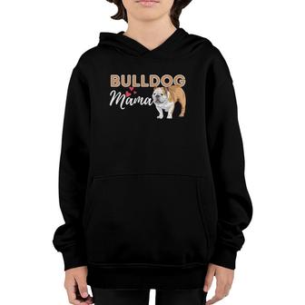 Womens Bulldog Mama - Funny English Bulldog Dog Lover V-Neck Youth Hoodie | Mazezy