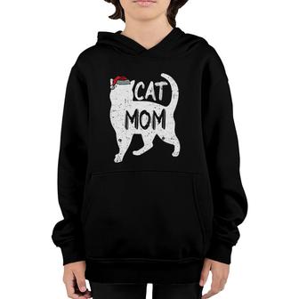 Womens Cat Mom Christmas Cute X-Mas Kitten Kitty Lover Mama Mother Youth Hoodie | Mazezy