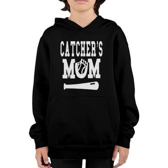 Womens Catcher's Mom Funny Baseball Softball Sport Team Player Gift Youth Hoodie | Mazezy