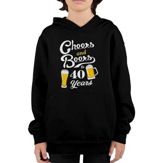 Womens Cheers And Beers To 40 Years - Funny 40Th Birthday V-Neck Youth Hoodie | Mazezy