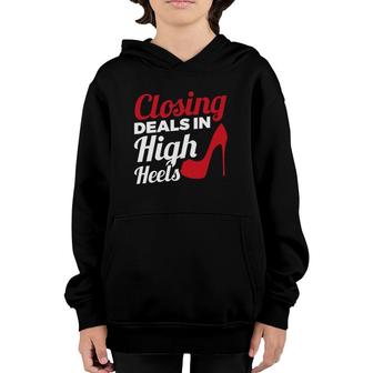 Womens Closing Deals In High Heels Real Estate Agent Youth Hoodie | Mazezy CA