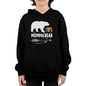 Womens Cute Momma Bear Autism Awareness Mother Autistic Family Youth Hoodie | Mazezy
