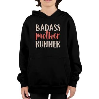 Womens Funny Tanks For Runners Gift Mom Badass Mother Runner Youth Hoodie | Mazezy