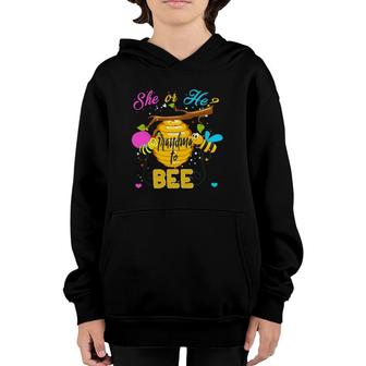 Womens Gender Reveal What Will It Bee Tees He Or She Grandma Youth Hoodie | Mazezy