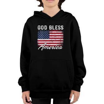 Womens God Bless America Usa Flag 4Th Of July Patriotic V-Neck Youth Hoodie | Mazezy