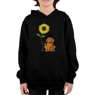 Womens Good Morning Sunshine Golden Retriever Mother Sunflower Youth Hoodie | Mazezy