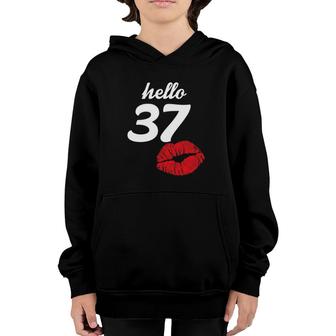 Womens Hello 37 Years Old Gifts For Women's 37Th Birthday Gifts Youth Hoodie | Mazezy