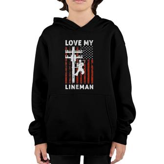 Womens I Love My Lineman Usa Flag 4Th Of July Tank Top Youth Hoodie | Mazezy UK