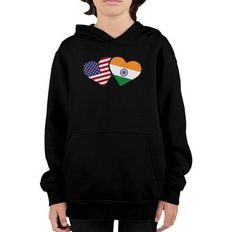 Womens India Usa Flag Heart Indian American Love Youth Hoodie | Mazezy