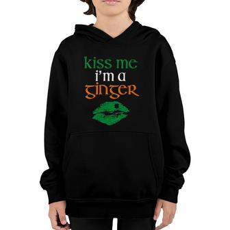 Womens Kiss Me I'm A Ginger Lover Redhead Green Lips Irish Pride Youth Hoodie | Mazezy