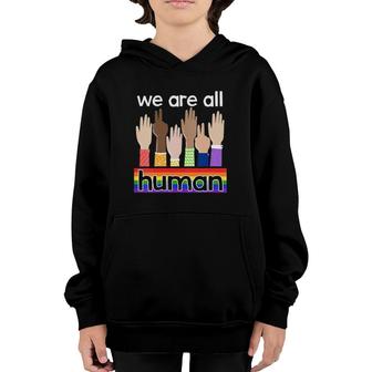 Womens Lgbtq We Are All Human V-Neck Youth Hoodie | Mazezy