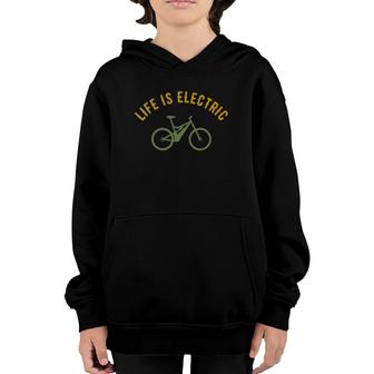Womens Life Is Electric E-Bike Youth Hoodie | Mazezy