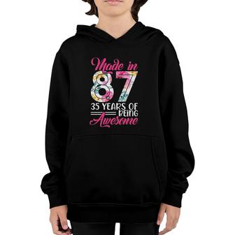 Womens Made In 87 Awesome 35 Years Old Birthday Party Costume Women Youth Hoodie | Mazezy