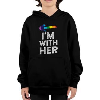 Womens Matching Lesbian Couple S I'm With Her Lesbian Youth Hoodie | Mazezy