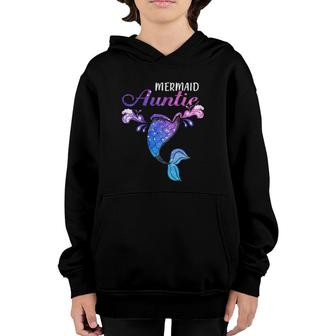 Womens Mermaid Auntie Mermaid Birthday Party Mother's Day Youth Hoodie | Mazezy