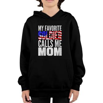 Womens My Favorite Soldier Calls Me Mom Proud Army Mom Mother Gifts V-Neck Youth Hoodie | Mazezy