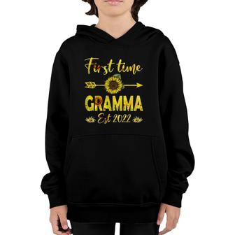 Womens Promoted To Gramma Est 2022-First Time Grandma Sunflower Youth Hoodie | Mazezy